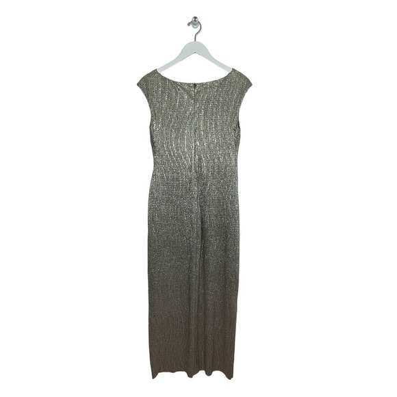 CONNECTED APPAREL Stone Metallic Side Slit Maxi Dress Petite Size 8P NWT $89 - Picture 2 of 4